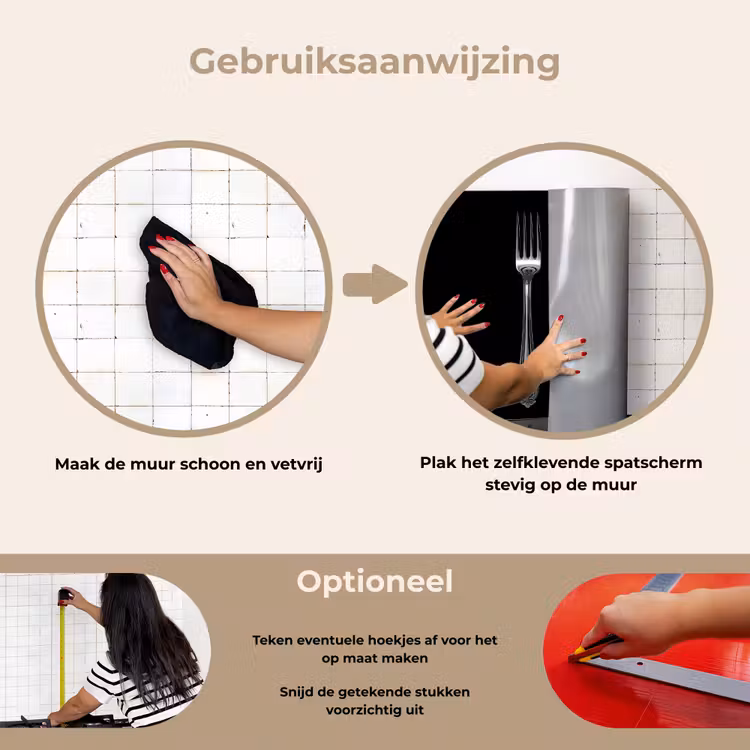 Vork - Mes - Zilver keuken achterwand spatscherm klein -gebruiksaanwijzing_NL