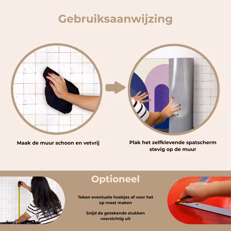 Vormen - Abstract - Grafisch - Oranje keuken achterwand spatscherm klein -gebruiksaanwijzing_NL