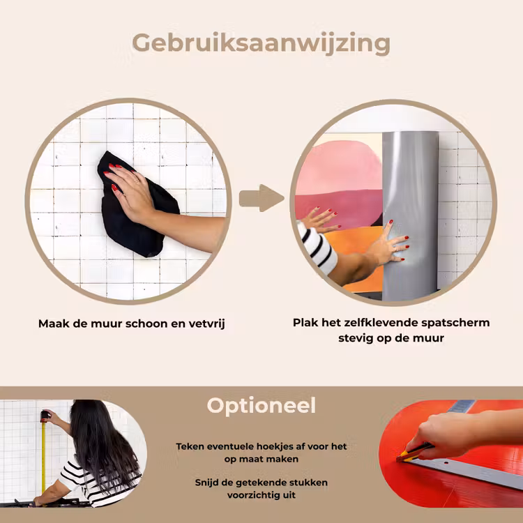 Vormen - Abstract - Kleurrijk keuken achterwand spatscherm klein -gebruiksaanwijzing_NL