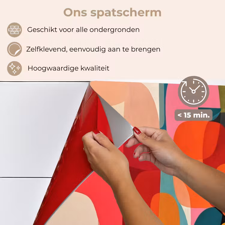 Vormen - Kleurrijk - Abstract - Vlakken keuken achterwand spatscherm klein -spatscherm_NL
