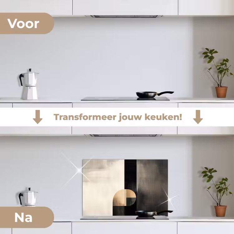 Vormen - Modern - Zwart keuken achterwand spatscherm klein -voor_na_NL