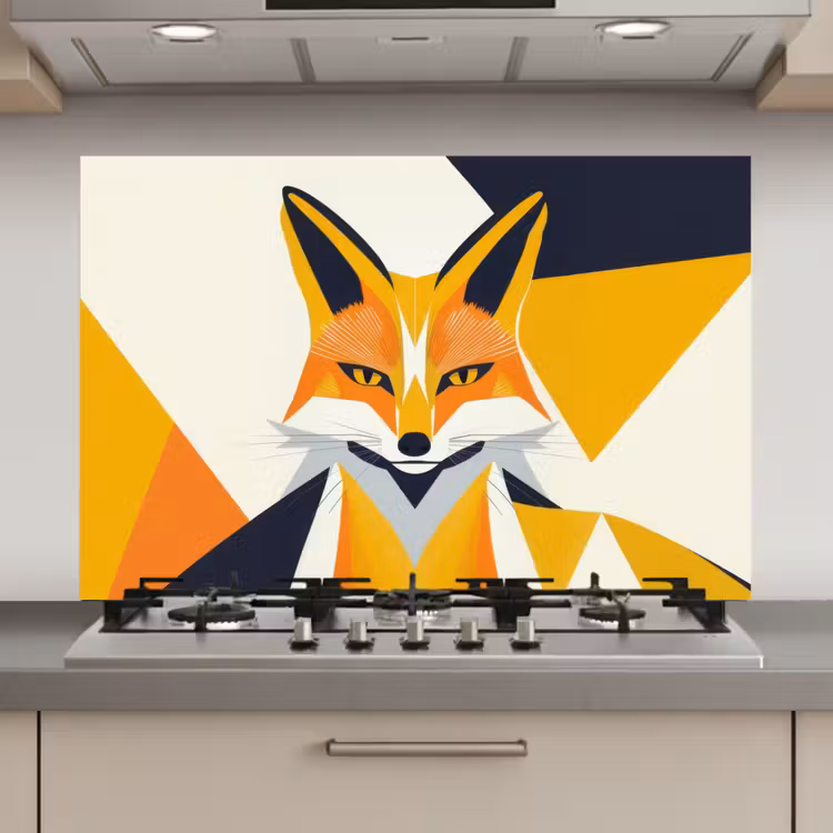 Vos - Oranje - Abstract - Driehoeken keuken achterwand spatscherm klein -3d_website
