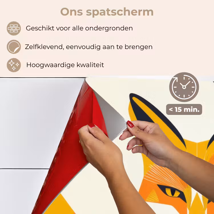Vos - Oranje - Abstract - Driehoeken keuken achterwand spatscherm klein -spatscherm_NL