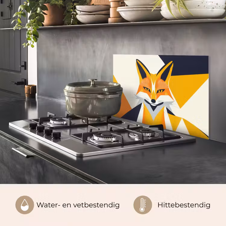 Vos - Oranje - Abstract - Driehoeken keuken achterwand spatscherm klein -usp_NL