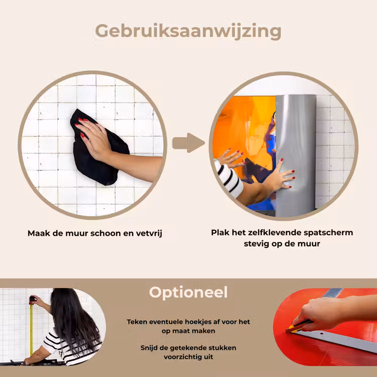 Vos - Oranje - Vormen - Abstract keuken achterwand spatscherm klein -gebruiksaanwijzing_NL