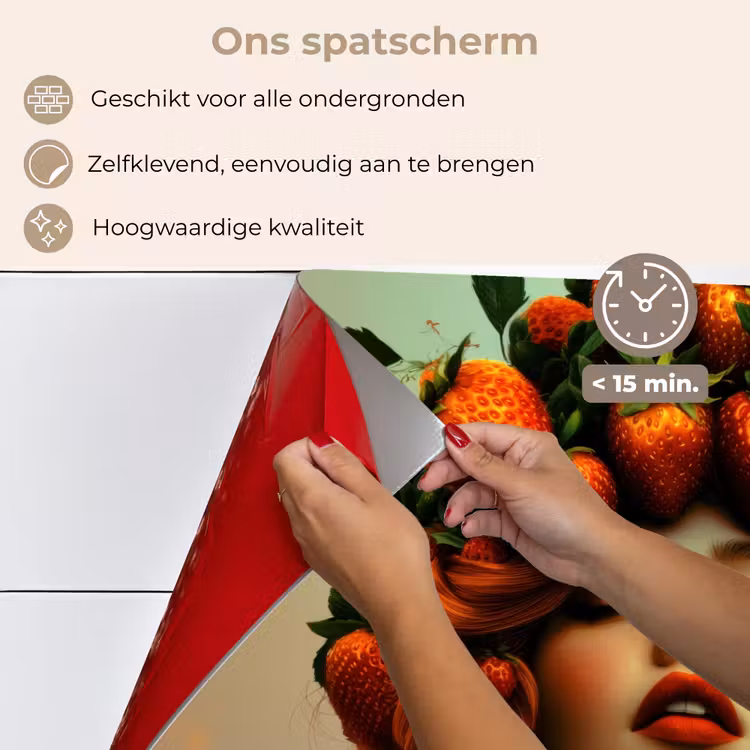Vrouw - Aardbeien - Kroon keuken achterwand spatscherm klein -spatscherm_NL