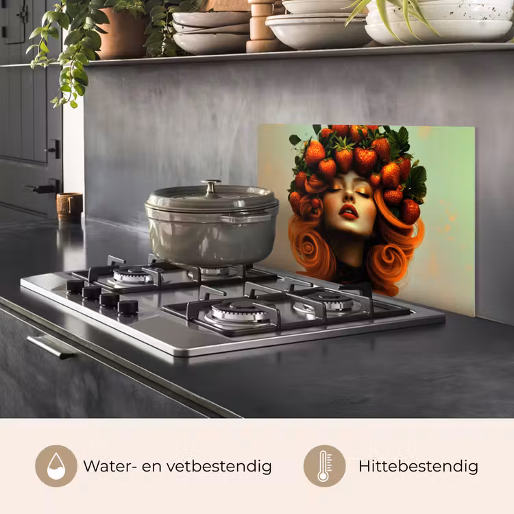 Vrouw - Aardbeien - Kroon keuken achterwand spatscherm klein -usp_NL