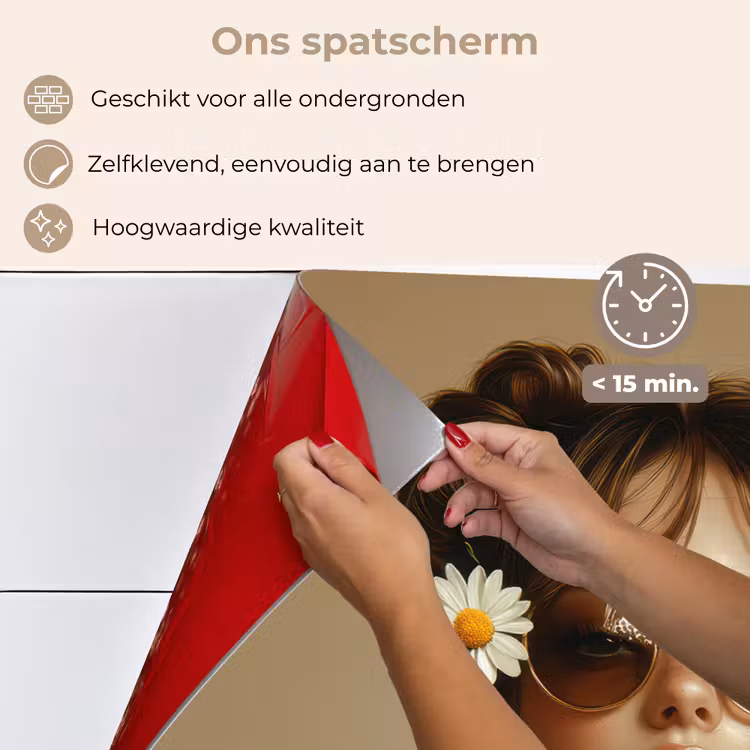 Vrouw - Beige - Bloem - Modern - Portret keuken achterwand spatscherm klein -spatscherm_NL