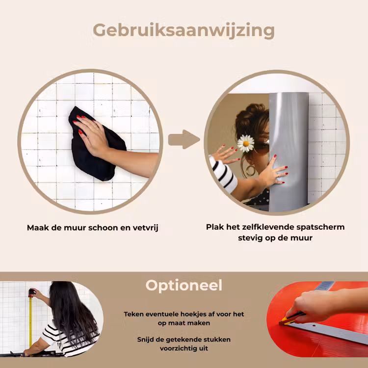 Vrouw - Beige - Bloem - Modern - Portret keuken achterwand spatscherm klein -gebruiksaanwijzing_NL