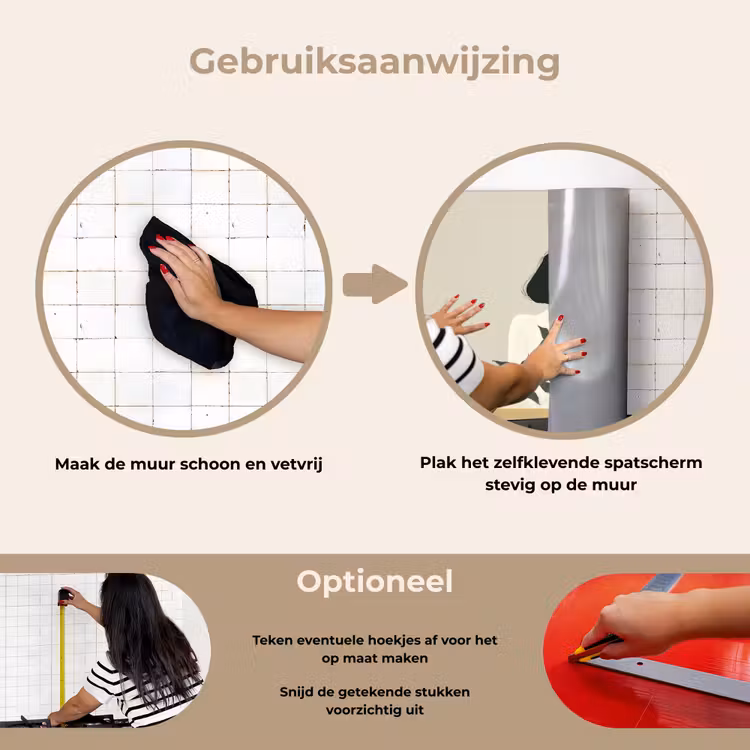 Vrouw - Bloem - Geel - Minimalistisch keuken achterwand spatscherm klein -gebruiksaanwijzing_NL