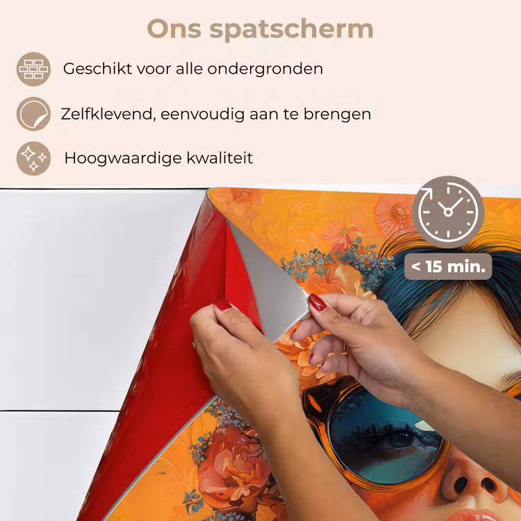 Vrouw - Bloemen - Aesthetic - Oranje keuken achterwand spatscherm klein -spatscherm_NL