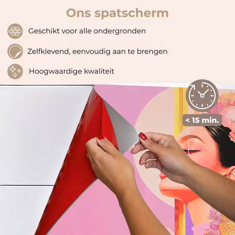 Vrouw - Bloemen - Paars - Abstract keuken achterwand spatscherm klein -spatscherm_NL