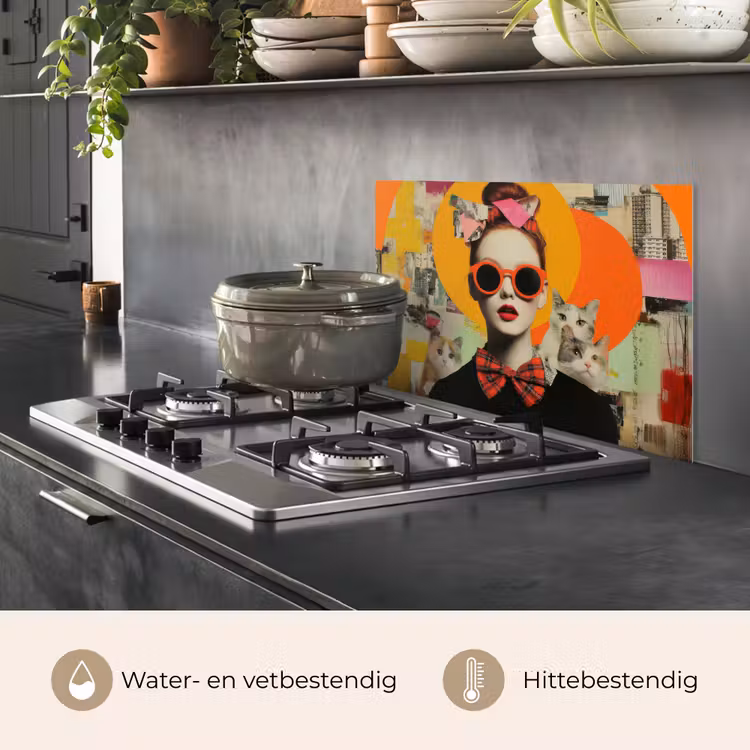 Vrouw - Bril - Strik - Retro keuken achterwand spatscherm klein -usp_NL