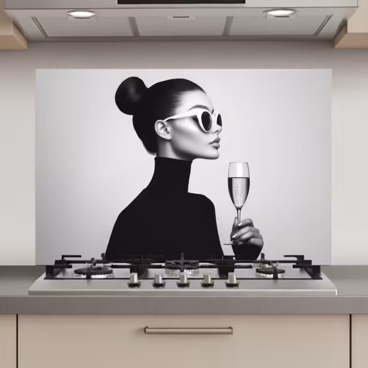 Vrouw - Champagne - Modern keuken achterwand spatscherm klein -3d_website
