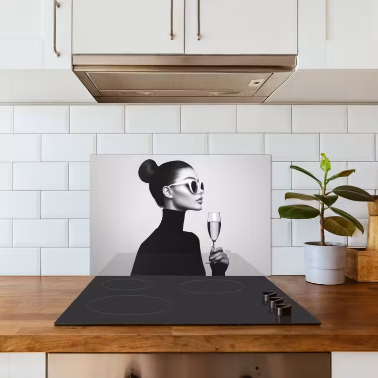 Vrouw - Champagne - Modern keuken achterwand spatscherm klein -sfeer2