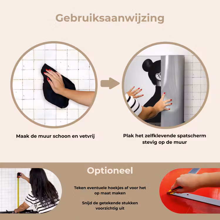 Vrouw - Champagne - Modern keuken achterwand spatscherm klein -gebruiksaanwijzing_NL