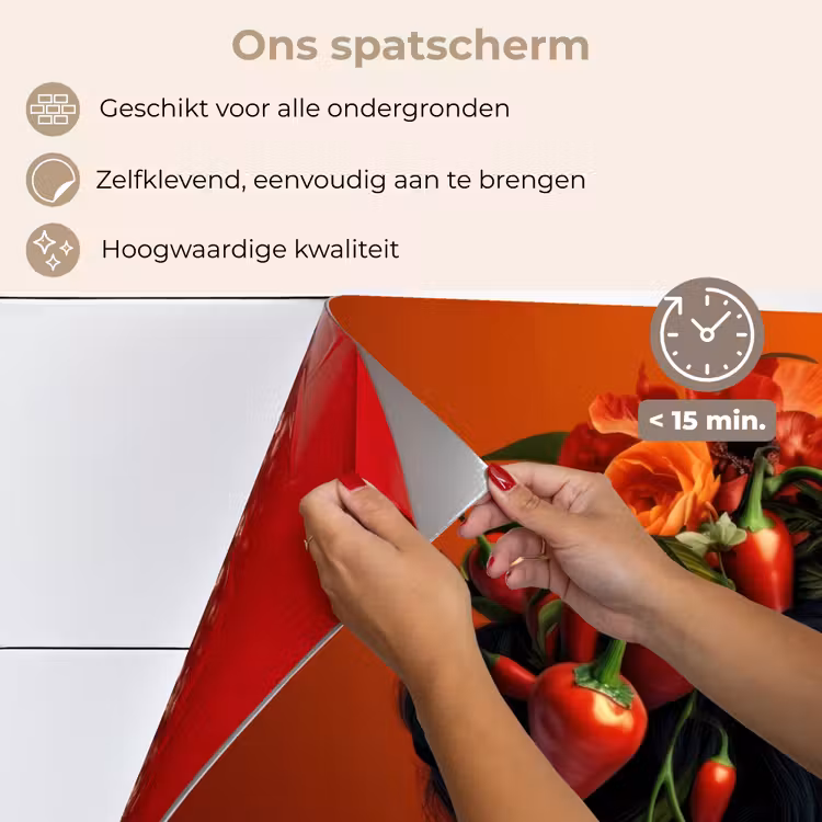 Vrouw - Chilipepers - Pepers - Bloemen keuken achterwand spatscherm klein -spatscherm_NL