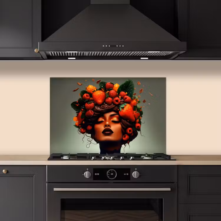 Vrouw - Chocolade - Frambozen - Aardbeien - Koekjes keuken achterwand spatscherm klein -sfeer1