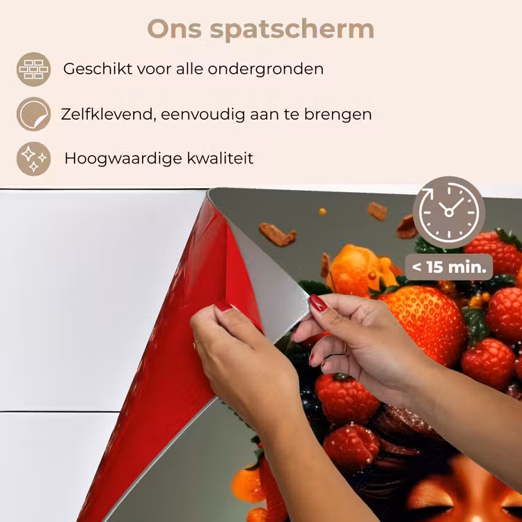 Vrouw - Chocolade - Frambozen - Aardbeien - Koekjes keuken achterwand spatscherm klein -spatscherm_NL