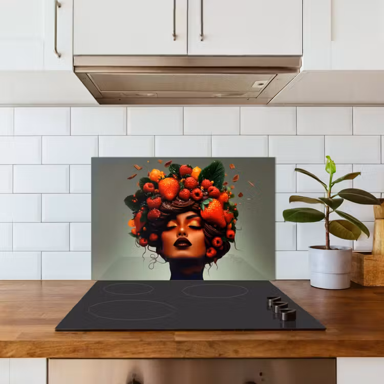 Vrouw - Chocolade - Frambozen - Aardbeien - Koekjes keuken achterwand spatscherm klein -sfeer2