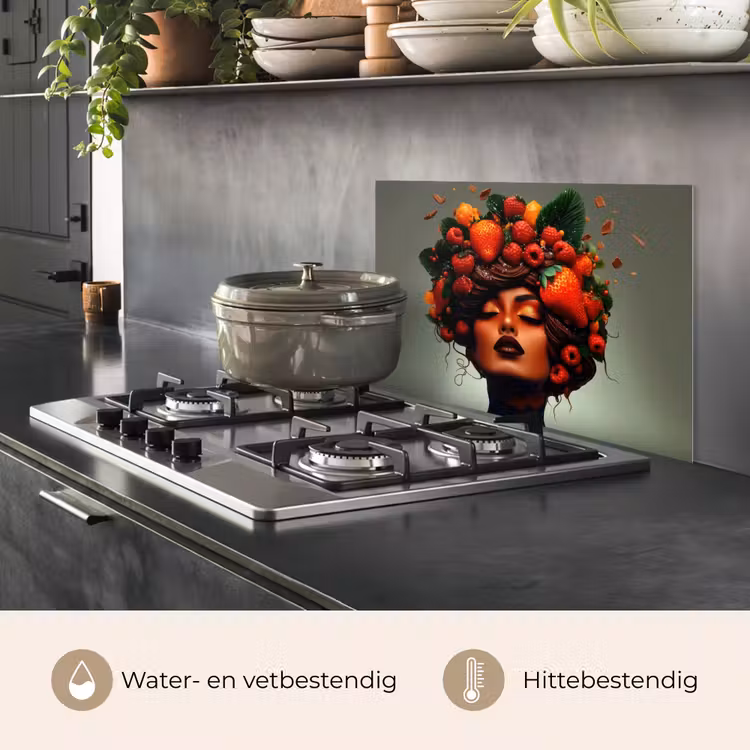 Vrouw - Chocolade - Frambozen - Aardbeien - Koekjes keuken achterwand spatscherm klein -usp_NL