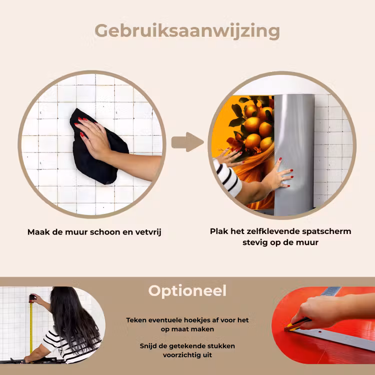 Vrouw - Citroenen - Bloesem - Geel keuken achterwand spatscherm klein -gebruiksaanwijzing_NL