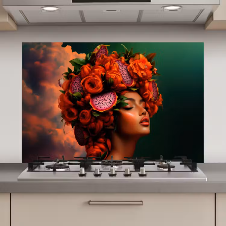 Vrouw - Drankenfruit - Rozen keuken achterwand spatscherm klein -3d_website
