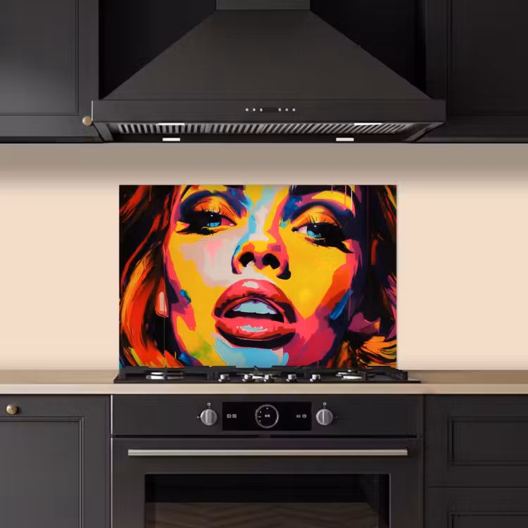 Vrouw - Gezicht - Kleurrijk keuken achterwand spatscherm klein -sfeer1