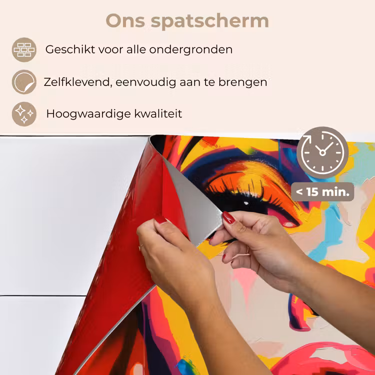Vrouw - Gezicht - Kleurrijk keuken achterwand spatscherm klein -spatscherm_NL