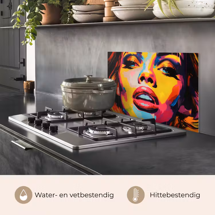 Vrouw - Gezicht - Kleurrijk keuken achterwand spatscherm klein -usp_NL