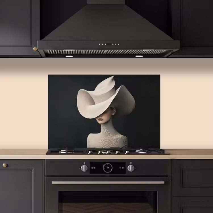 Vrouw - Golvende - Hoed keuken achterwand spatscherm klein -sfeer1