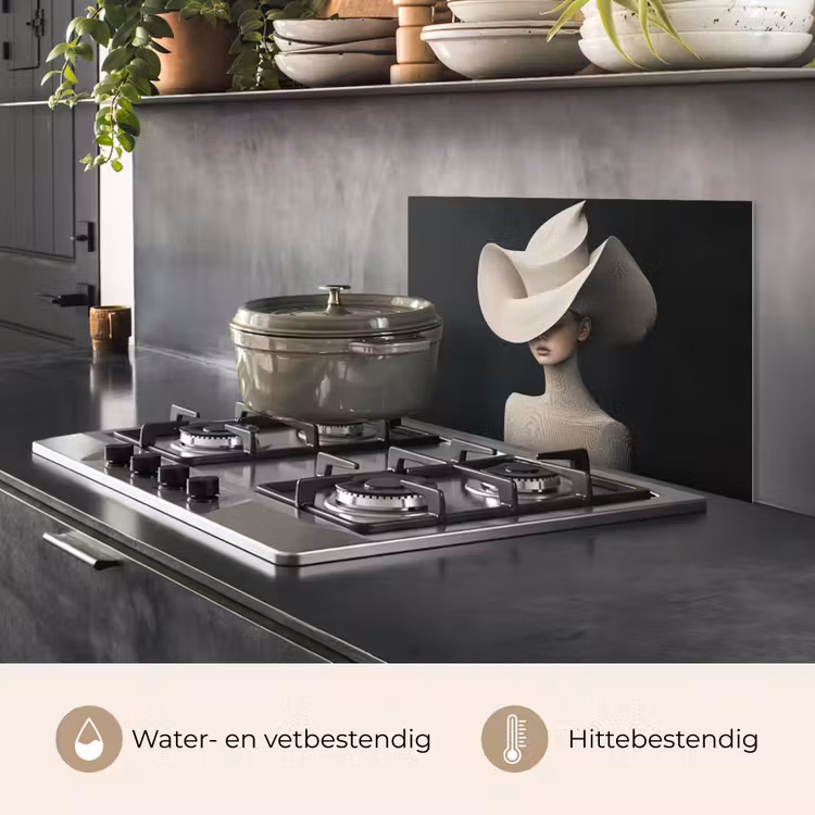 Vrouw - Golvende - Hoed keuken achterwand spatscherm klein -usp_NL