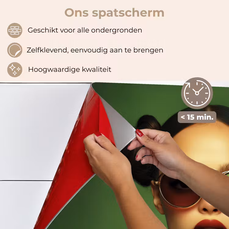 Vrouw - Groen - Bril - Aesthetic - Modern keuken achterwand spatscherm klein -spatscherm_NL