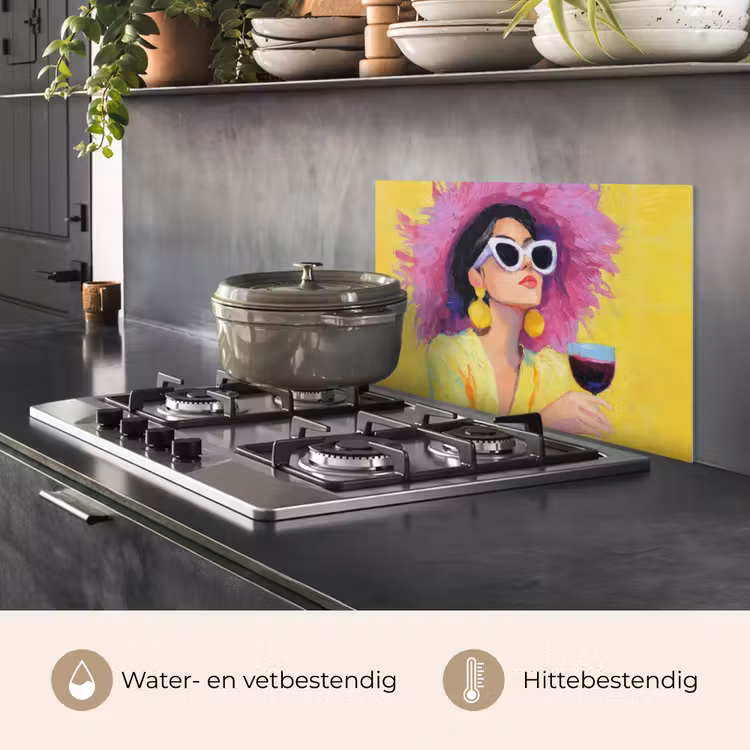Vrouw - Hoed - Paars - Wijn keuken achterwand spatscherm klein -usp_NL