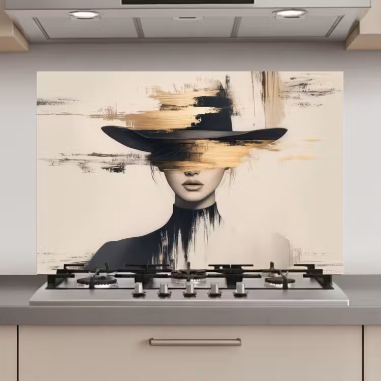 Vrouw - Hoed - Verf keuken achterwand spatscherm klein -3d_website