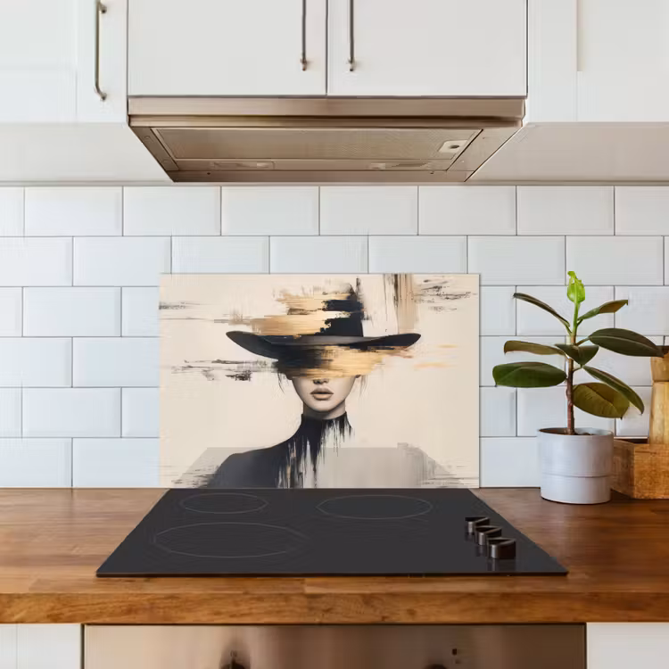 Vrouw - Hoed - Verf keuken achterwand spatscherm klein -sfeer2