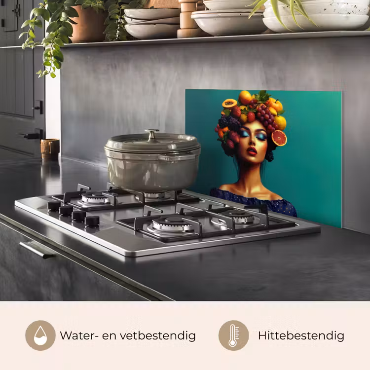 Vrouw - Hoodtooi - Tropisch - Fruit - Druiven keuken achterwand spatscherm klein -usp_NL