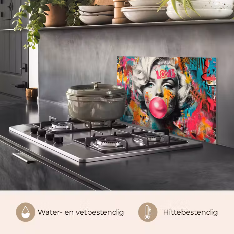 Vrouw - Kauwgom - Graffiti - Neonkleuren keuken achterwand spatscherm klein -usp_NL