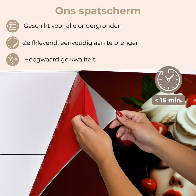 Vrouw - Kersen - Slagroom keuken achterwand spatscherm klein -spatscherm_NL