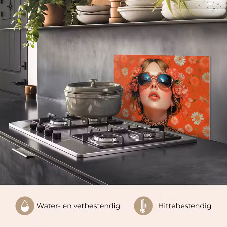Vrouw - Kleurrijk - Dierenprint - Bloemen keuken achterwand spatscherm klein -usp_NL