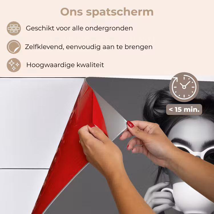Vrouw - Koffie - Zwart - Wit keuken achterwand spatscherm klein -spatscherm_NL