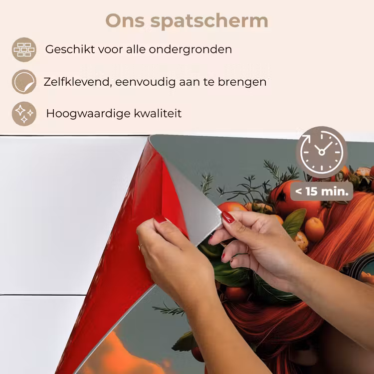 Vrouw - Kroon - Tomaat - Bascilicum - Zonnebril keuken achterwand spatscherm klein -spatscherm_NL