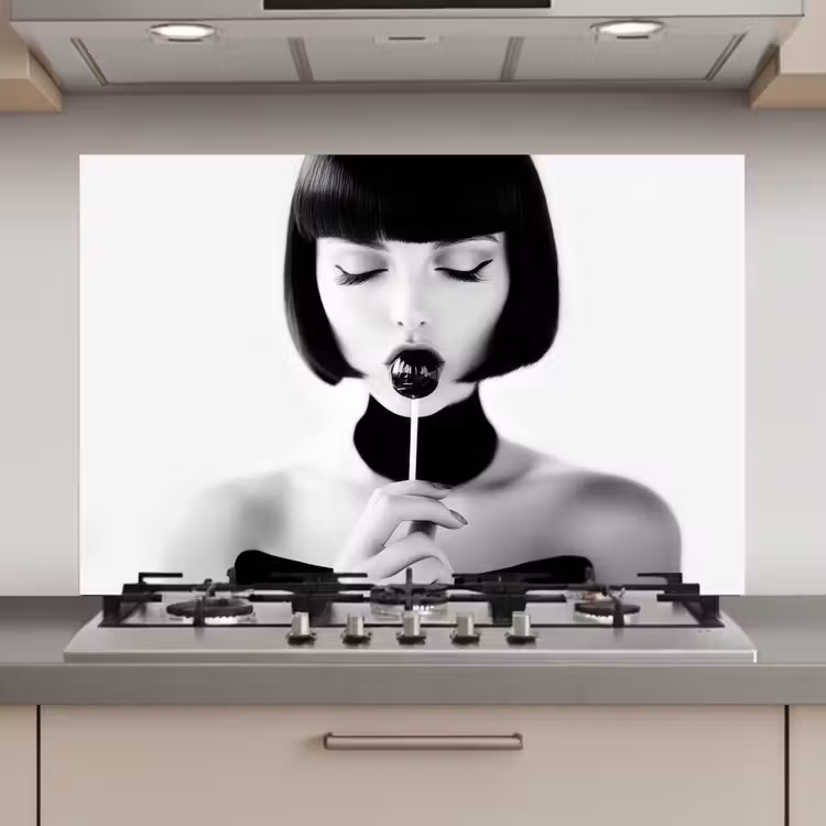 Vrouw - Lolly - Zwart - Wit keuken achterwand spatscherm klein -3d_website