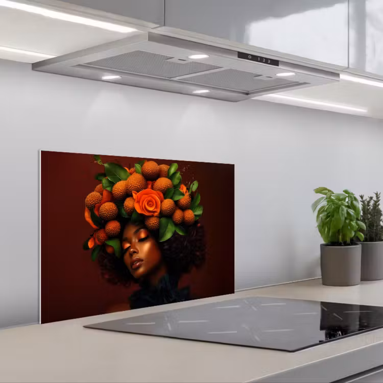 Vrouw - lychee - exotisch keuken achterwand spatscherm klein -3d_schuin