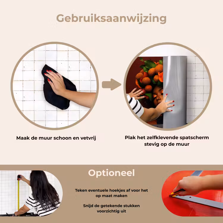 Vrouw - lychee - exotisch keuken achterwand spatscherm klein -gebruiksaanwijzing_NL