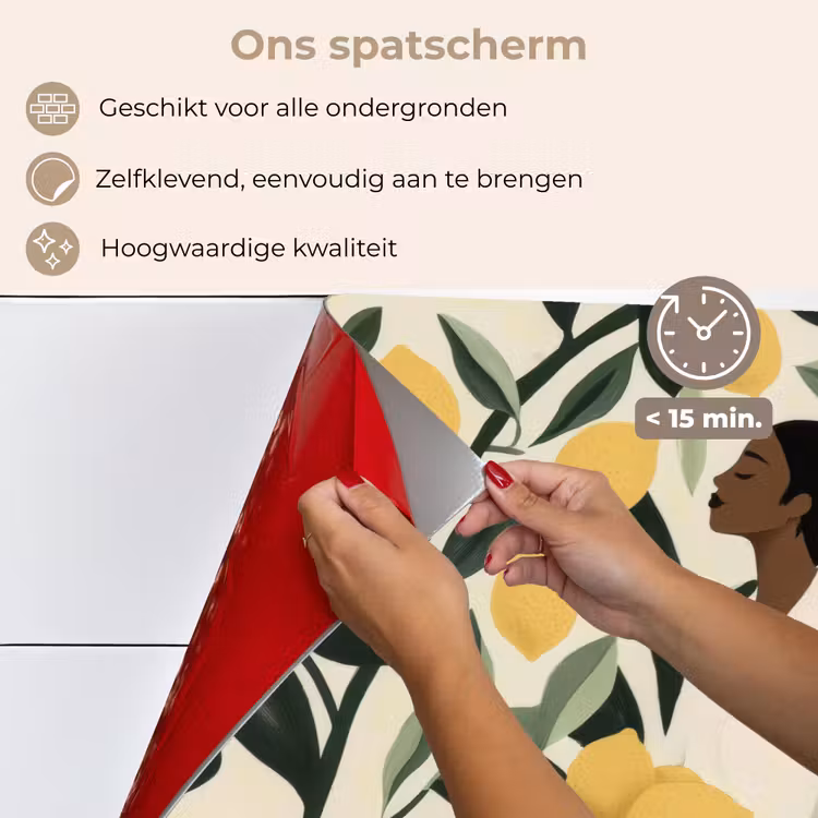 Vrouw - Mand - Citroenen - Bladeren keuken achterwand spatscherm klein -spatscherm_NL