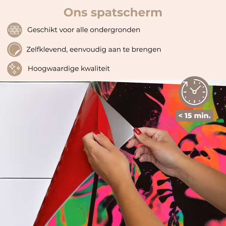 Vrouw - Microfoon - Neon keuken achterwand spatscherm klein -spatscherm_NL