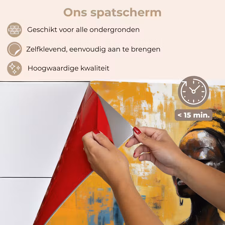Vrouw - Ogen - Penseelstreken - Geel keuken achterwand spatscherm klein -spatscherm_NL