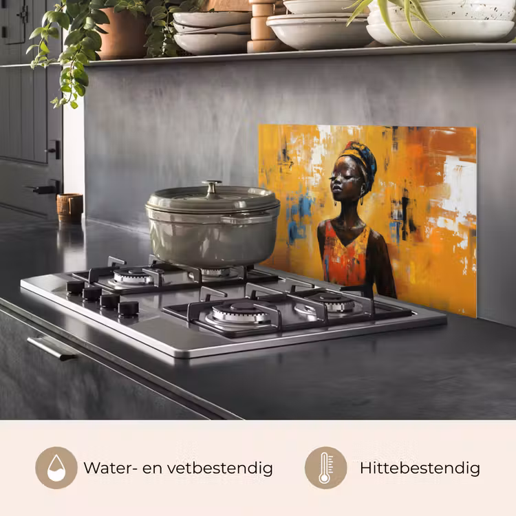 Vrouw - Ogen - Penseelstreken - Geel keuken achterwand spatscherm klein -usp_NL