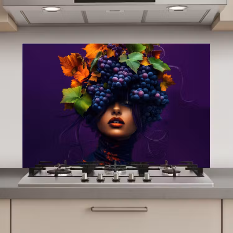 Vrouw - Paars - Druiven keuken achterwand spatscherm klein -3d_website